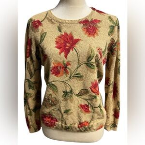 Alfred Dunner Floral Sweater in Red and Green